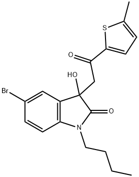 5-bromo-1-butyl-3-hydroxy-3-[2-(5-methyl-2-thienyl)-2-oxoethyl]-1,3-dihydro-2H-indol-2-one Struktur