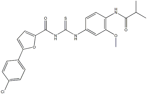 N-{4-[({[5-(4-chlorophenyl)-2-furoyl]amino}carbothioyl)amino]-2-methoxyphenyl}-2-methylpropanamide Struktur