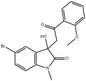 5-bromo-3-hydroxy-3-[2-(2-methoxyphenyl)-2-oxoethyl]-1-methyl-1,3-dihydro-2H-indol-2-one Struktur