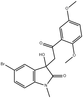 5-bromo-3-[2-(2,5-dimethoxyphenyl)-2-oxoethyl]-3-hydroxy-1-methyl-1,3-dihydro-2H-indol-2-one Struktur