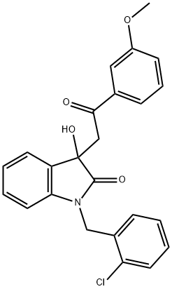 1-(2-chlorobenzyl)-3-hydroxy-3-[2-(3-methoxyphenyl)-2-oxoethyl]-1,3-dihydro-2H-indol-2-one Struktur