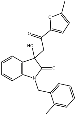 3-hydroxy-1-(2-methylbenzyl)-3-[2-(5-methyl-2-furyl)-2-oxoethyl]-1,3-dihydro-2H-indol-2-one Struktur