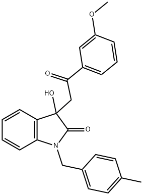 3-hydroxy-3-[2-(3-methoxyphenyl)-2-oxoethyl]-1-(4-methylbenzyl)-1,3-dihydro-2H-indol-2-one Struktur