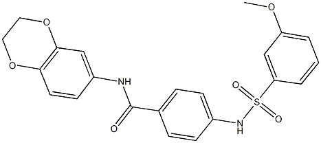 N-(2,3-dihydro-1,4-benzodioxin-6-yl)-4-{[(3-methoxyphenyl)sulfonyl]amino}benzamide Struktur