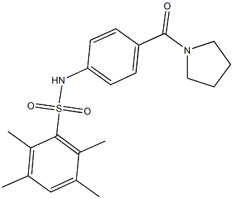 2,3,5,6-tetramethyl-N-[4-(1-pyrrolidinylcarbonyl)phenyl]benzenesulfonamide Struktur