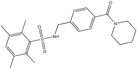 2,3,5,6-tetramethyl-N-[4-(1-piperidinylcarbonyl)benzyl]benzenesulfonamide Struktur