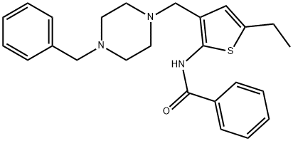 N-{3-[(4-benzyl-1-piperazinyl)methyl]-5-ethyl-2-thienyl}benzamide Struktur