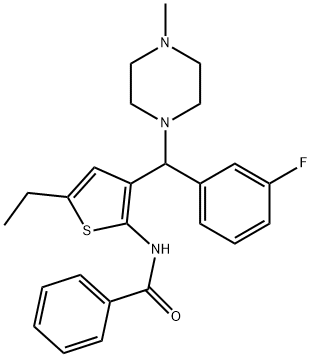 N-{5-ethyl-3-[(3-fluorophenyl)(4-methyl-1-piperazinyl)methyl]-2-thienyl}benzamide Struktur