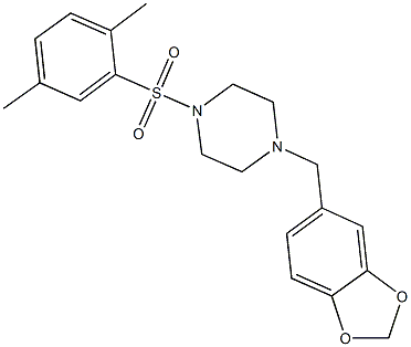 1-(1,3-benzodioxol-5-ylmethyl)-4-[(2,5-dimethylphenyl)sulfonyl]piperazine Struktur