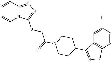 2-[4-(5-fluoro-1,2-benzisoxazol-3-yl)-1-piperidinyl]-2-oxoethyl [1,2,4]triazolo[4,3-a]pyridin-3-yl sulfide Struktur