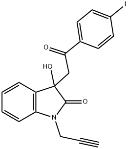 3-hydroxy-3-[2-(4-iodophenyl)-2-oxoethyl]-1-(2-propynyl)-1,3-dihydro-2H-indol-2-one Struktur