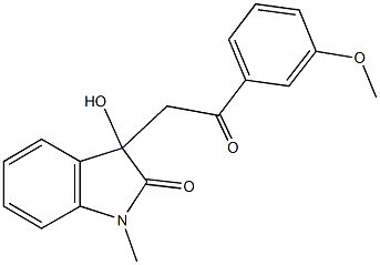 3-hydroxy-3-[2-(3-methoxyphenyl)-2-oxoethyl]-1-methyl-1,3-dihydro-2H-indol-2-one Struktur