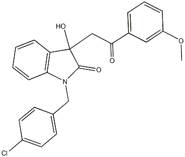 1-(4-chlorobenzyl)-3-hydroxy-3-[2-(3-methoxyphenyl)-2-oxoethyl]-1,3-dihydro-2H-indol-2-one Struktur