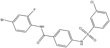 N-(4-bromo-2-fluorophenyl)-4-{[(3-chlorophenyl)sulfonyl]amino}benzamide Struktur