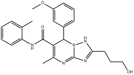 2-(3-hydroxypropyl)-7-(3-methoxyphenyl)-5-methyl-N-(2-methylphenyl)-4,7-dihydro[1,2,4]triazolo[1,5-a]pyrimidine-6-carboxamide Struktur