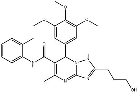 2-(3-hydroxypropyl)-5-methyl-N-(2-methylphenyl)-7-(3,4,5-trimethoxyphenyl)-4,7-dihydro[1,2,4]triazolo[1,5-a]pyrimidine-6-carboxamide Struktur