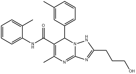 2-(3-hydroxypropyl)-5-methyl-N-(2-methylphenyl)-7-(3-methylphenyl)-4,7-dihydro[1,2,4]triazolo[1,5-a]pyrimidine-6-carboxamide Struktur