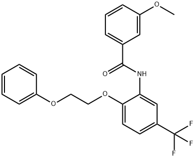 3-methoxy-N-[2-(2-phenoxyethoxy)-5-(trifluoromethyl)phenyl]benzamide Struktur