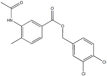 3,4-dichlorobenzyl 3-(acetylamino)-4-methylbenzoate Struktur