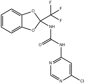 N-(6-chloro-4-pyrimidinyl)-N'-[2-(trifluoromethyl)-1,3-benzodioxol-2-yl]urea Struktur