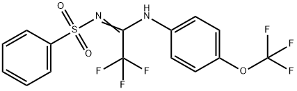 N-{2,2,2-trifluoro-N-[4-(trifluoromethoxy)phenyl]ethanimidoyl}benzenesulfonamide Struktur