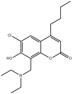 4-butyl-6-chloro-8-[(diethylamino)methyl]-7-hydroxy-2H-chromen-2-one Struktur