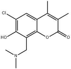 6-chloro-8-[(dimethylamino)methyl]-7-hydroxy-3,4-dimethyl-2H-chromen-2-one Struktur