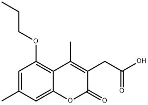 (4,7-dimethyl-2-oxo-5-propoxy-2H-chromen-3-yl)acetic acid Struktur