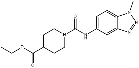 ethyl 1-{[(1-methyl-1H-1,2,3-benzotriazol-5-yl)amino]carbonyl}-4-piperidinecarboxylate Struktur