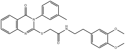 N-[2-(3,4-dimethoxyphenyl)ethyl]-2-{[3-(3-methylphenyl)-4-oxo-3,4-dihydro-2-quinazolinyl]sulfanyl}acetamide Struktur