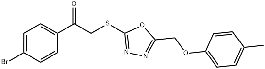 1-(4-bromophenyl)-2-({5-[(4-methylphenoxy)methyl]-1,3,4-oxadiazol-2-yl}sulfanyl)ethanone Struktur