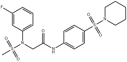 2-[3-fluoro(methylsulfonyl)anilino]-N-[4-(1-piperidinylsulfonyl)phenyl]acetamide Struktur