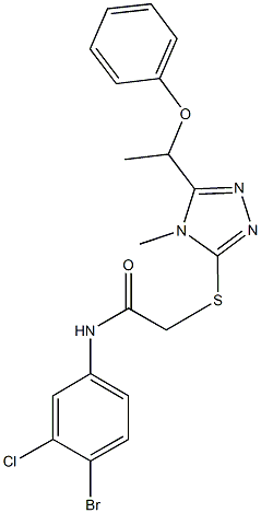 N-(4-bromo-3-chlorophenyl)-2-{[4-methyl-5-(1-phenoxyethyl)-4H-1,2,4-triazol-3-yl]sulfanyl}acetamide Struktur