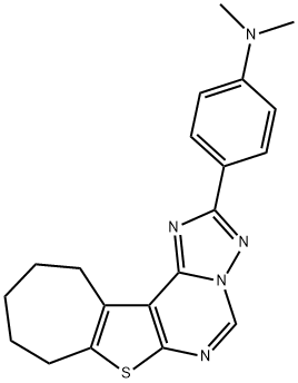 N,N-dimethyl-N-[4-(9,10,11,12-tetrahydro-8H-cyclohepta[4,5]thieno[3,2-e][1,2,4]triazolo[1,5-c]pyrimidin-2-yl)phenyl]amine Struktur