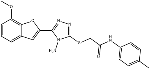 2-{[4-amino-5-(7-methoxy-1-benzofuran-2-yl)-4H-1,2,4-triazol-3-yl]sulfanyl}-N-(4-methylphenyl)acetamide Struktur