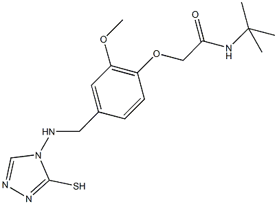 N-(tert-butyl)-2-(2-methoxy-4-{[(3-sulfanyl-4H-1,2,4-triazol-4-yl)amino]methyl}phenoxy)acetamide Struktur