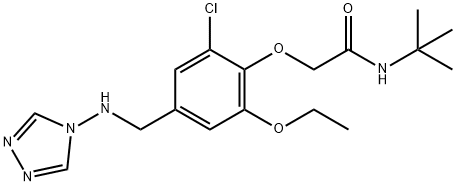 N-(tert-butyl)-2-{2-chloro-6-ethoxy-4-[(4H-1,2,4-triazol-4-ylamino)methyl]phenoxy}acetamide Struktur