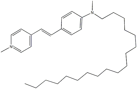 N-methyl-4-[2-(1-methyl-1lambda~5~-pyridin-4-yl)vinyl]-N-octadecylaniline Struktur