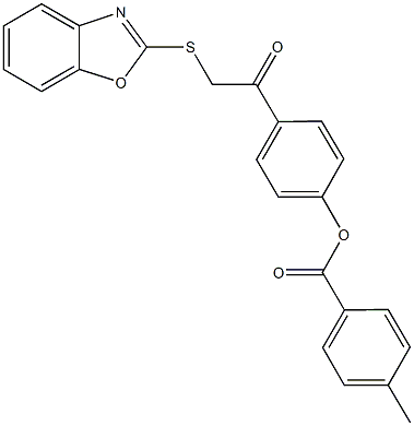 4-[2-(1,3-benzoxazol-2-ylsulfanyl)acetyl]phenyl 4-methylbenzoate Struktur