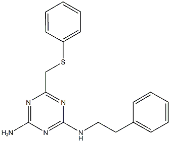 N-{4-amino-6-[(phenylsulfanyl)methyl]-1,3,5-triazin-2-yl}-N-(2-phenylethyl)amine Struktur