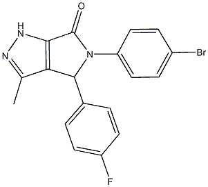 5-(4-bromophenyl)-4-(4-fluorophenyl)-3-methyl-4,5-dihydropyrrolo[3,4-c]pyrazol-6(1H)-one Struktur