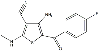 4-amino-5-(4-fluorobenzoyl)-2-(methylamino)-3-thiophenecarbonitrile Struktur