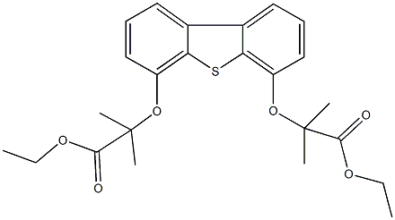 ethyl 2-{[6-(2-ethoxy-1,1-dimethyl-2-oxoethoxy)dibenzo[b,d]thien-4-yl]oxy}-2-methylpropanoate Struktur