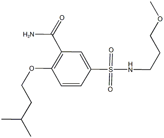 2-(isopentyloxy)-5-{[(3-methoxypropyl)amino]sulfonyl}benzamide Struktur