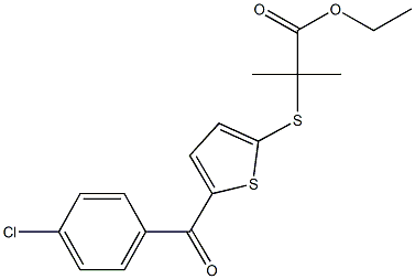 ethyl 2-{[5-(4-chlorobenzoyl)-2-thienyl]sulfanyl}-2-methylpropanoate Struktur