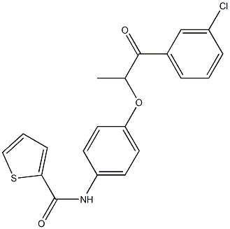 N-{4-[2-(3-chlorophenyl)-1-methyl-2-oxoethoxy]phenyl}-2-thiophenecarboxamide Struktur