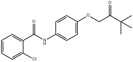 2-chloro-N-[4-(3,3-dimethyl-2-oxobutoxy)phenyl]benzamide Struktur