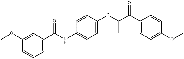 3-methoxy-N-{4-[2-(4-methoxyphenyl)-1-methyl-2-oxoethoxy]phenyl}benzamide Struktur