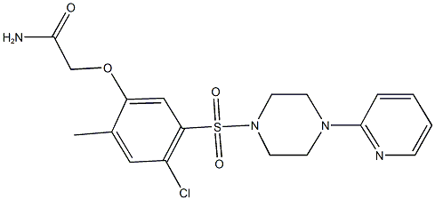 2-(4-chloro-2-methyl-5-{[4-(2-pyridinyl)-1-piperazinyl]sulfonyl}phenoxy)acetamide Struktur