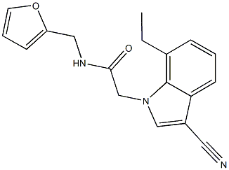 2-(3-cyano-7-ethyl-1H-indol-1-yl)-N-(2-furylmethyl)acetamide Struktur